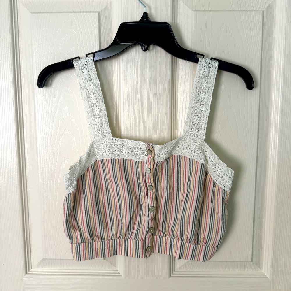 American Eagle Striped Cropped Tank Top